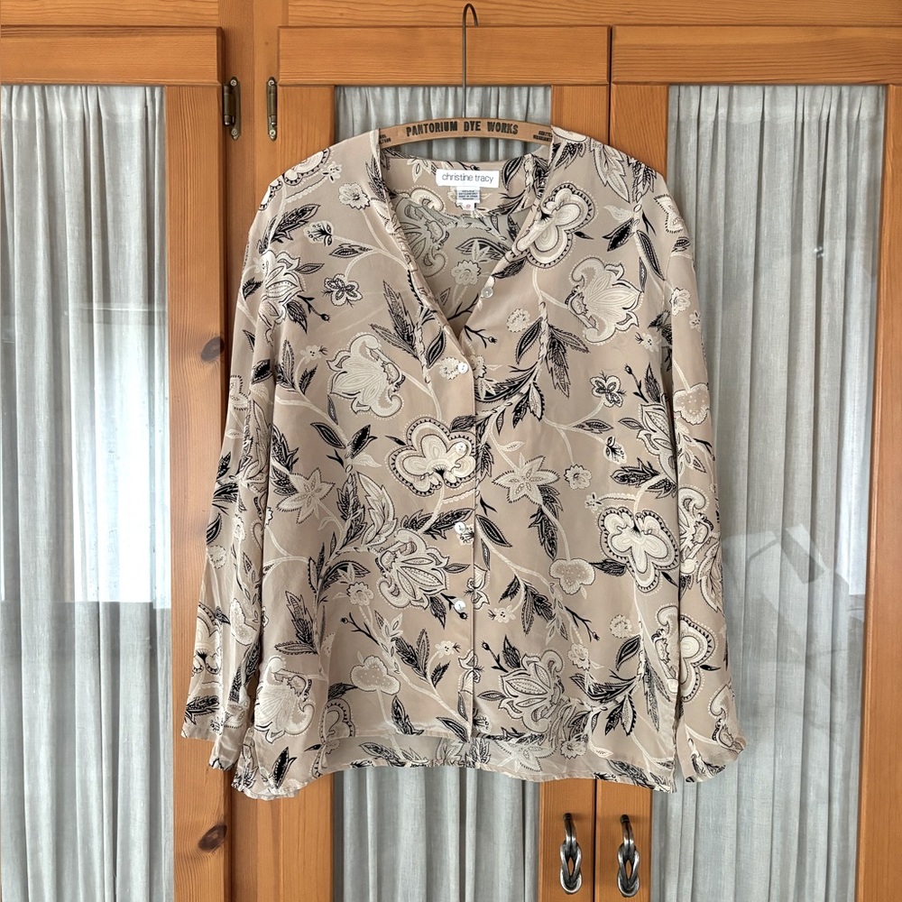 Vintage Floral Silk Button Down